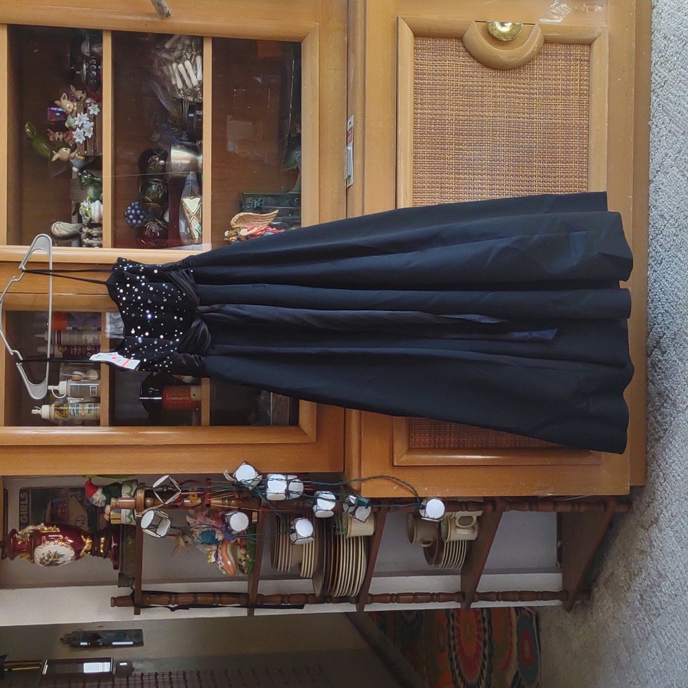 NOS JUMP APPAREL black Tool Sequence Sash Full Length Formal Dress Plus Sz 18W - Picture 8 of 12